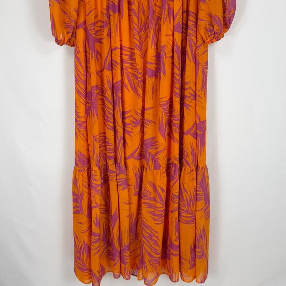 Toccin x RTR Womens Palm Print Open Back Maxi Dress Size 12 Orange - Picture 11 of 16